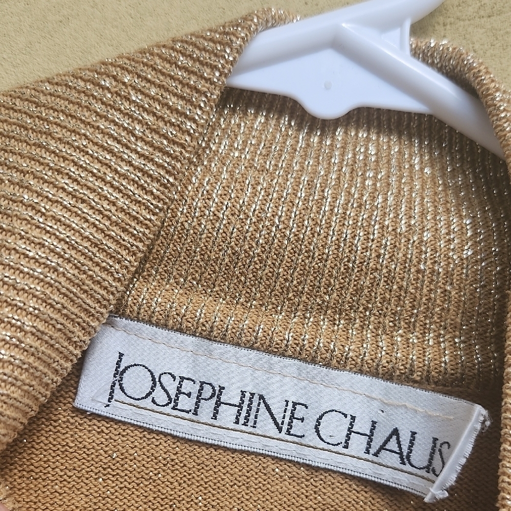 Josephine Chaus Vintage Shimmering Beige Turtleneck Sweater - Picture 2 of 6